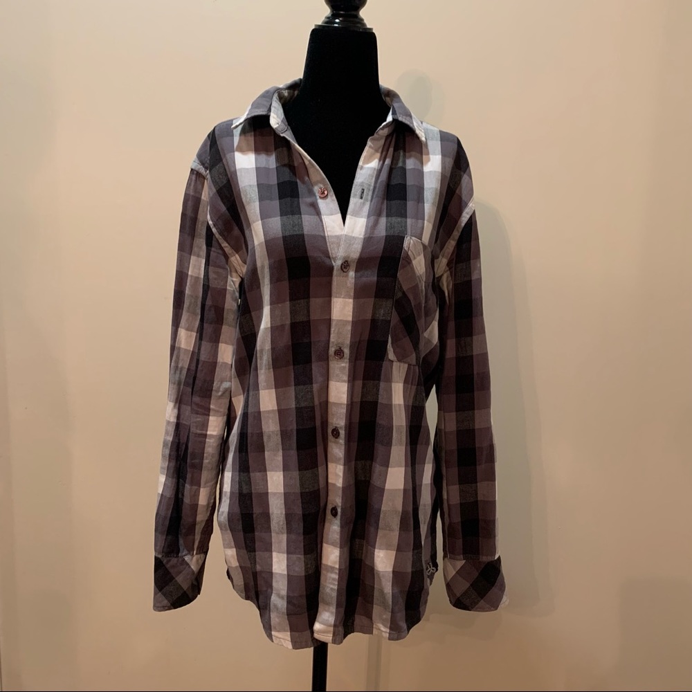 TNA Women’s Plaid Oversize Fit Button Up, Small